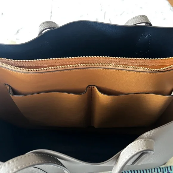 Tory Burch Perri Taupe Leather Tote Bag - Picture 5 of 5